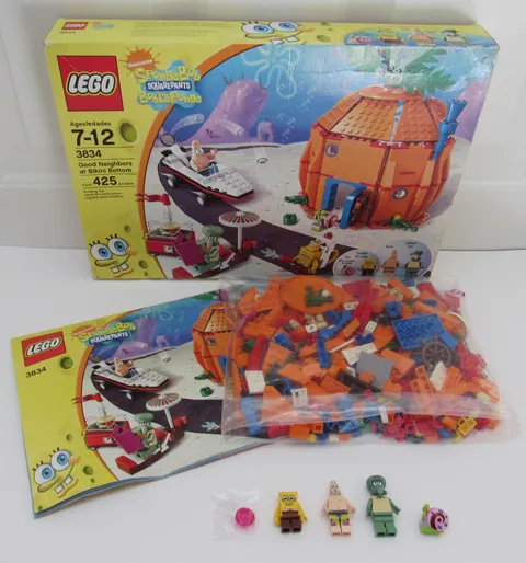 2009 LEGO SPONGEBOB SQUAREPANTS GOOD NEIGHBORS BIKINI BOTTOM 3834 100% COMPLETE!