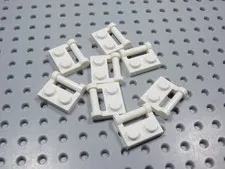 LEGO Lot of 8 White 1x2 Plates w/ Closed Handle on Side BV