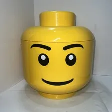 Lego 12” 2013 Large Yellow Head Storage Case Container w/ 2 Trays 3 Pounds Legos