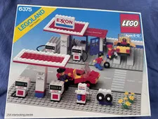 LEGO EXXON Vintage set #6375 Gas Station with box and minifigs--50% complete