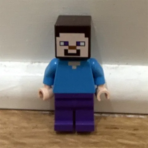 LEGO Minecraft Steve Minifigure Blue Shirt Purple Legs Age 6+ Gaming
