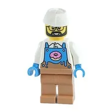 LEGO® City Donut Truck Vendor Minifigure Male w Food Service Cap Set cty1860