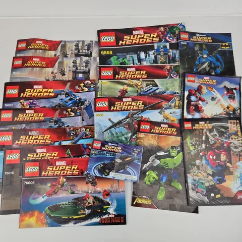 LEGO Super Heroes Instruction Manuals ONLY Lot Of 13 plus 2 Comics