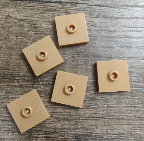 LEGO Parts 87580 Lot 5 Plate 2x2 Groove & Stud Center Dark Sand Tan Jumper