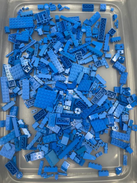 1 lb. Bulk Mixed Blue Legos - standard blocks and unique pieces (Lot B)