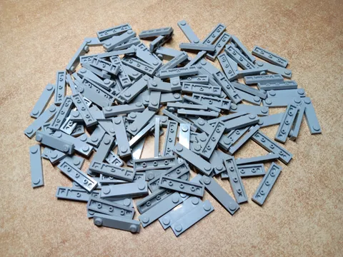 LEGO BULK LOT OF 145 LIGHT BLUISH GRAY MODIFIED PLATES 1X4 WITH 2 STUDS #92593
