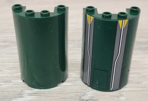 Lego 85941pb004 Dark Green Cylinder Half 2x4x5 1x2 Cutout Pattern & 85941 Lot