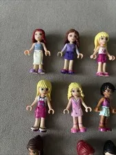 LEGO Friends Mini Doll Lot, 17 Full Dolls, Some w/ Hair Hats, Extra Hair