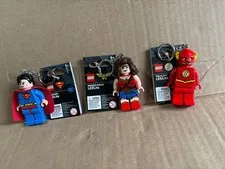 Lego 3" Minifigure DC Superhero Keychain Lights Superman Wonder Woman Flash MOC