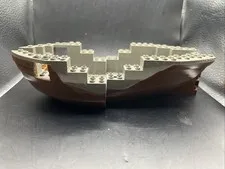 Vintage Brown & Gray Lego Pirate Ship Boat Base Hull - Bow & Stern 6271 6268
