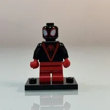 LEGO Miles Morales Spider-Man Minifigure Black Red Suit Marvel Missing Hair