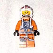 LEGO Star Wars Pilot Minifigure Orange w/ White Helmet, Head, Torso, Legs