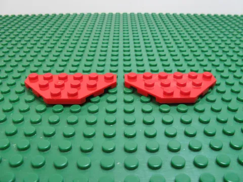 1987 LEGO Red Wedge Plate 3 x 6 Cut Corners (2 PCS) 6035 6381 8835 #2419