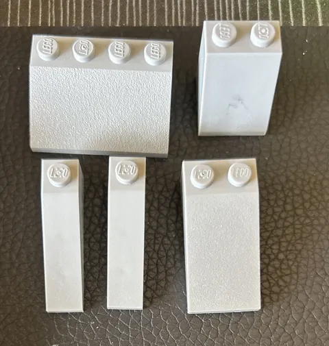 Lego Lot 5 Brick Slope 60477 3678 30363 3016 Light Bluish Gray