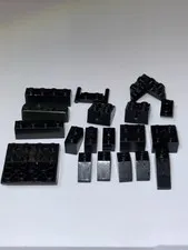 LEGO 19 Black Blocks Bricks Pieces Parts Lot