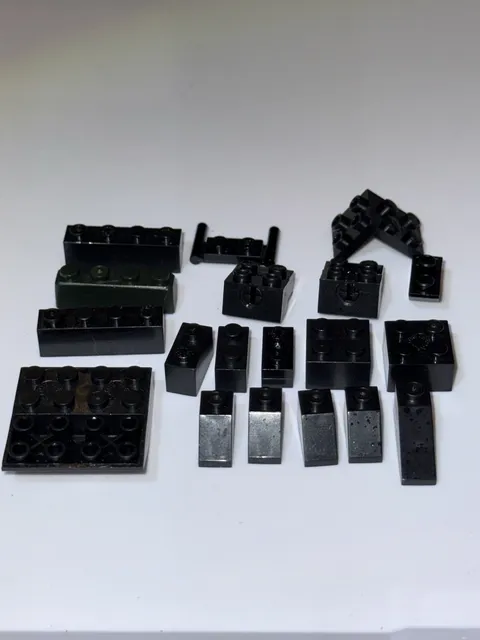 LEGO 19 Black Blocks Bricks Pieces Parts Lot
