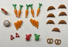 LEGO Food Accessories Lot 31 Pc Carrots Croissants Apples Pretzels Pie Hot Dog