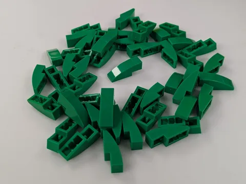 LEGO Lot 50x New Green Slope, Curved 3 x 1 (50950) Building Bricks Bulk