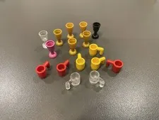 LOT 16 VINTAGE LEGO MINIFIGURE GOBLETS AND MUGS GOLD yellow red Grey pink Clear