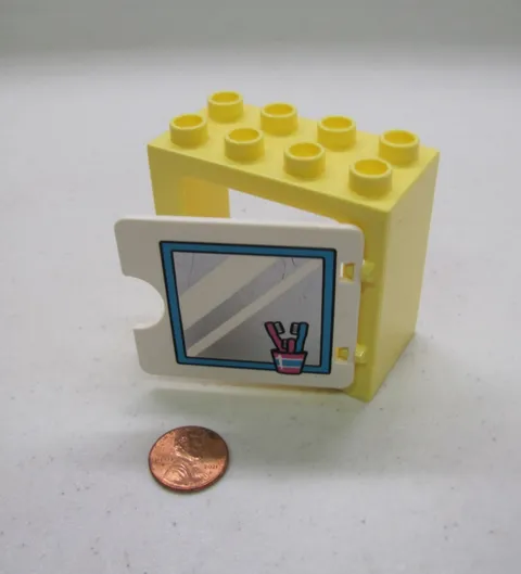 Lego Duplo Yellow Bathroom Vanity Cabinet Cupboard Home Toothbrush Dollhouse