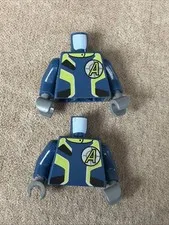 Lego - Minifigure Torso - Dark Blue, Green, Agents Lot Of 2