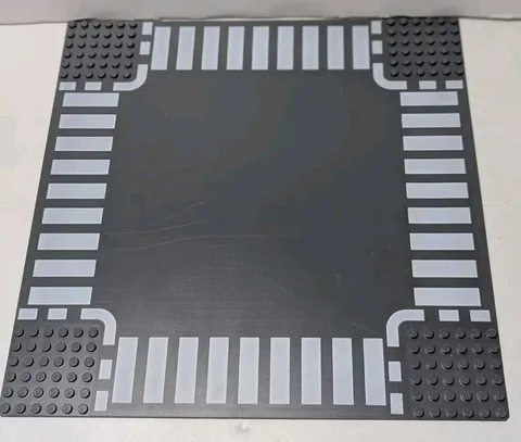 LEGO Dark Gray 10"x10" 4 Way Intersection Crosswalk Road Baseplate 44343