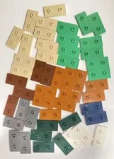 LEGO Lot of 50 Multicolor Plate Modified 2x4 With 2 Studs Double Jumper 65509