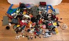 LEGO Bulk Lot 4 lbs Mixed Pieces Bricks Gray Black Mini Figures Skeleton Horse