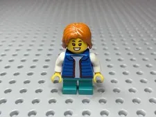 LEGO Minifigure Boy Child Blue Vest Turquoise Legs Torso: 973pb4600c01