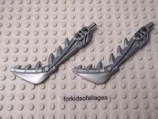 Lego Bionicle Weapon Sword w/Teeth 57566 Pearl Light Gray (2 pcs) Takadox 8916