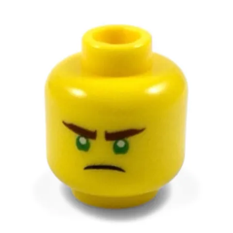 LEGO -Minifigure, Head Reddish Brown Thick Eyebrows, Green Eyes, Scowl, Lloyd