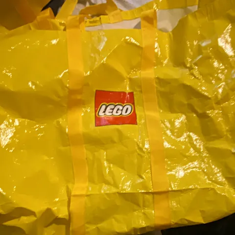 2 XL LEGO Yellow Reusable Shopping Tote Bag with Handles, Plastic