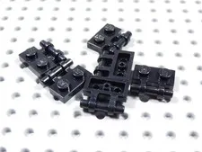 LEGO Lot of 6 Black 1x2 Plates w/ Open Side Handle BF