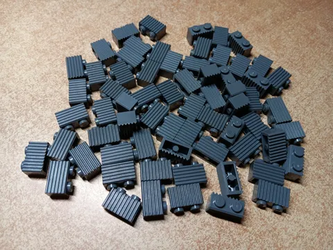 LEGO BULK LOT OF 66  DARK BLUISH GRAY MODIFIED BRICKS 1X2 FLUTED GRILLE #2877