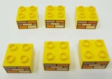 Lot of 6 Duplo Bob the Builder Yellow 2x2 with Brick Pattern 3275 3282 3276!