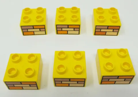 Lot of 6 Duplo Bob the Builder Yellow 2x2 with Brick Pattern 3275 3282 3276!
