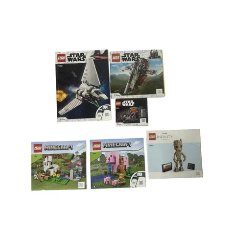 Assortment of Lego Instruction Manuals ONLY Star Wars Minecraft Marvel Lot of 6