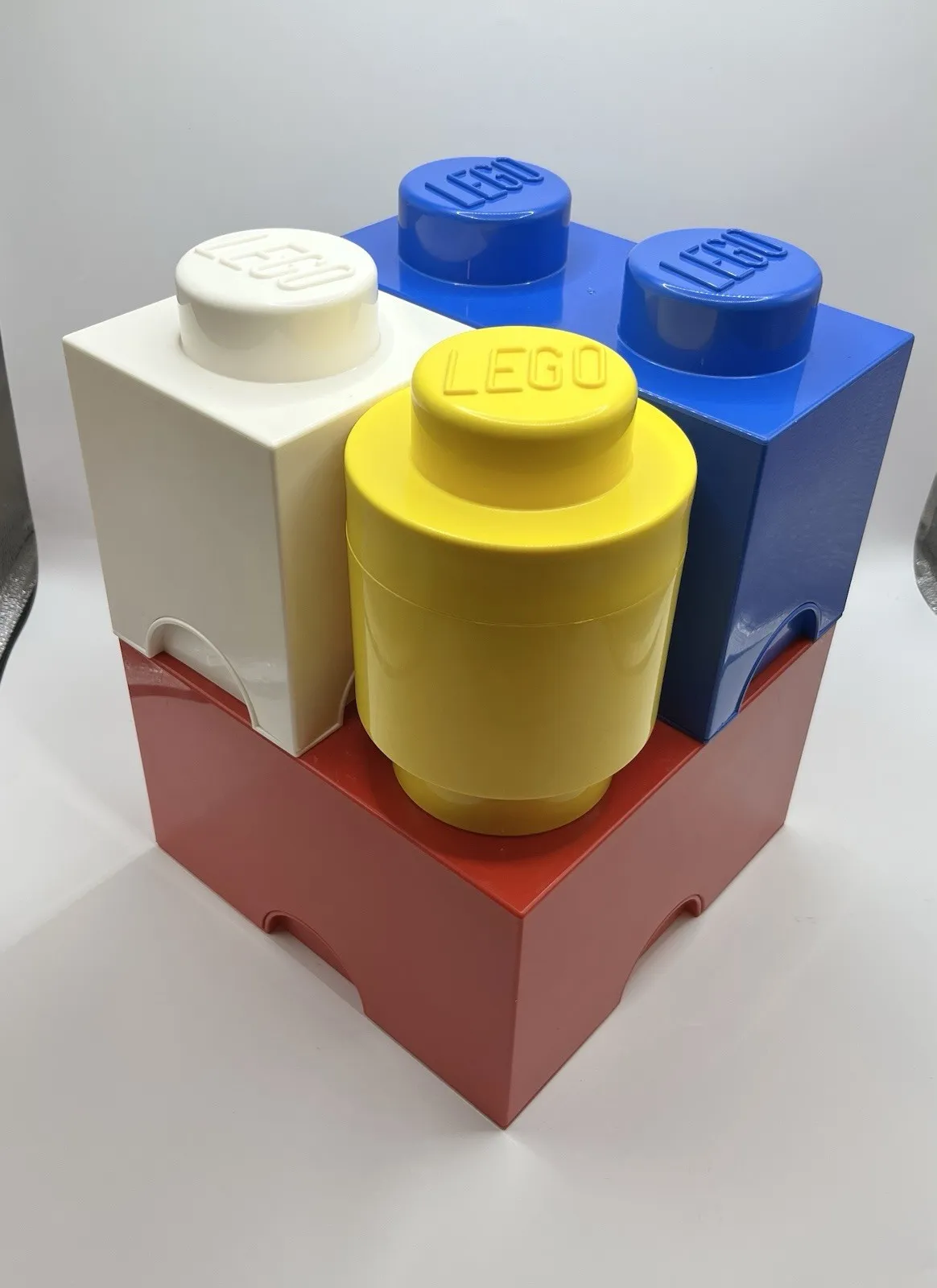 Lego Stackable Storage Bricks Yellow Red Blue 8 Knobs 4lbs Mixed Legos Included