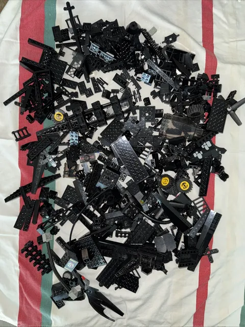 Lego  2 Pounds Random Pieces Plates Building Blocks Bulk Lot BLACK