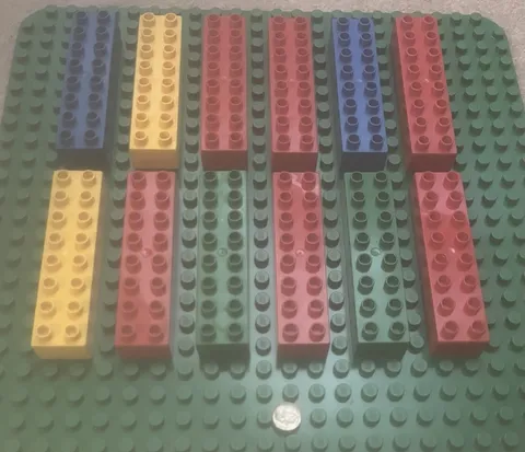 Lego Duplo Lot Of (12) Classic Color 2x8 Stud Long Pieces Red Blue Yellow Green