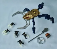 Lego Bionicle VISORAK - Gold Makuta Rahi Spider with 5 Glow in the Dark Spiders
