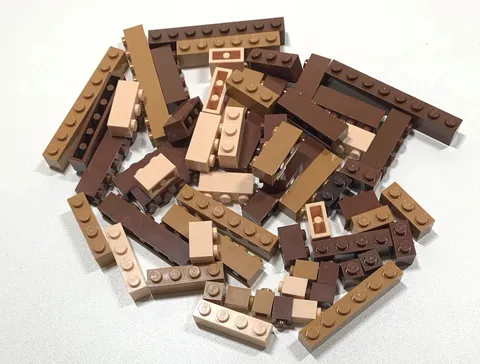 Lego Brown BRICKS BLOCKS ONLY 60pc Bulk Lot 1x8 1x6 1x4 1x3 1x2 1x1 Building