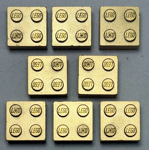 LEGO Metallic Gold 2x2 Brick Part Number 3003 Lot of 8