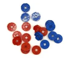 LEGO Red and Blue Plate, Round 2 x 2 with Axle Hole inv.647