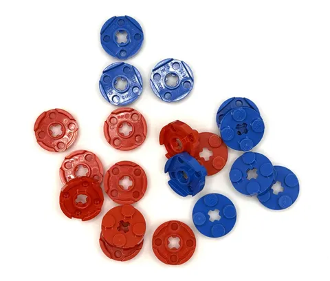LEGO Red and Blue Plate, Round 2 x 2 with Axle Hole inv.647