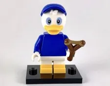 LEGO Dewey Minifigure Disney Series Blue Outfit Cap Slingshots Display Base