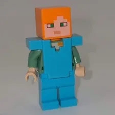 LEGO Minecraft Alex Minifigure Diamond Armor Orange Hair