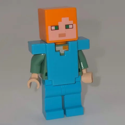 LEGO Minecraft Alex Minifigure Diamond Armor Orange Hair
