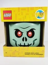 Lego LARGE Green Skeleton Zombie Storage Head Container NEW Halloween Decor