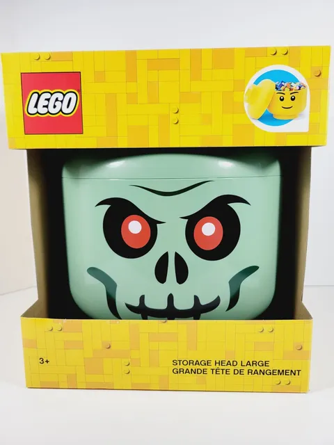 Lego LARGE Green Skeleton Zombie Storage Head Container NEW Halloween Decor